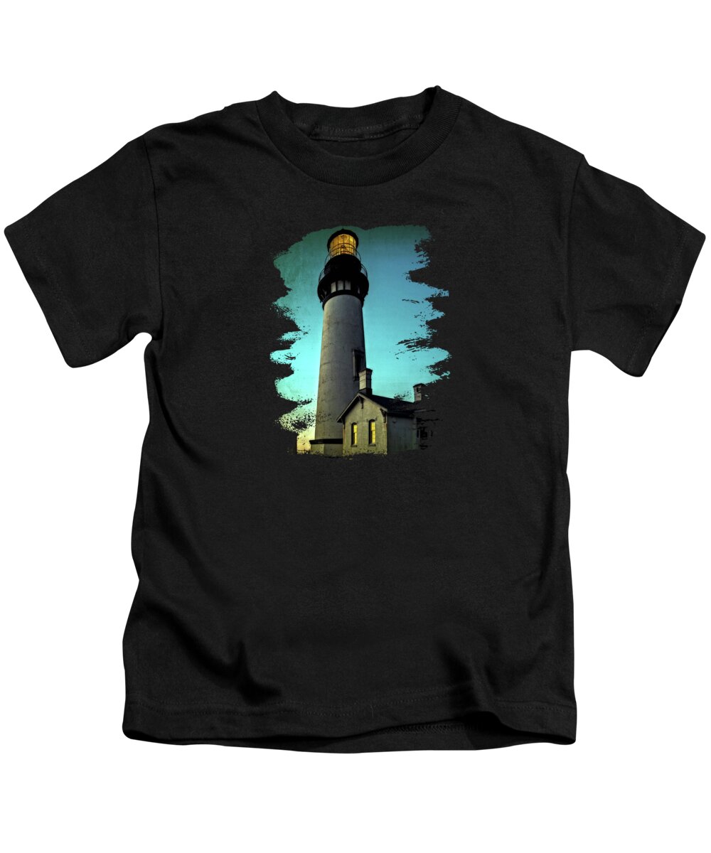 Yaquina Head Lighthouse Kids T-Shirt featuring the photograph Yaquina Head Lighthouse At Sunset by Thom Zehrfeld