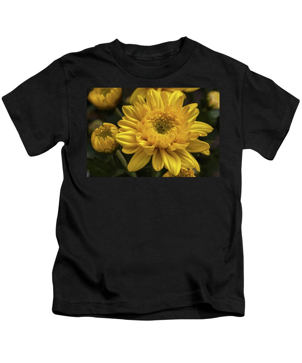 Flower Kids T-Shirt featuring the photograph Yellow chrysanthemum flower by Tim Abeln