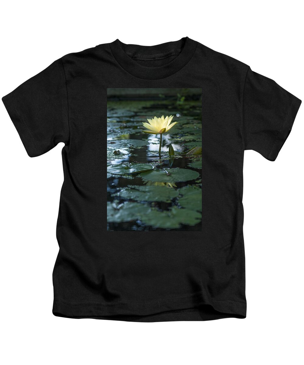 Close-up Kids T-Shirt featuring the photograph Yellow lilly tranquility by Brian Green