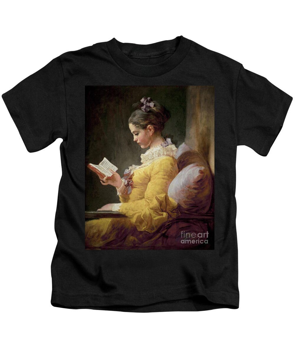 Young Kids T-Shirt featuring the painting Young Girl Reading by Jean Honore Fragonard