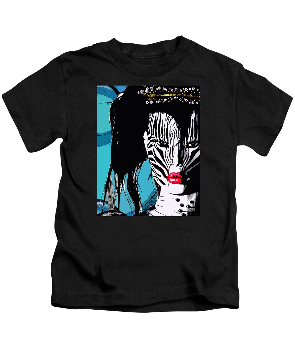 Zebra Kids T-Shirt featuring the digital art Zebra Girl Pop Art by Alicia Hollinger