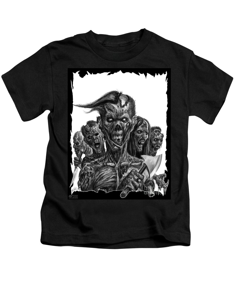 Tony Koehl Kids T-Shirt featuring the drawing Zombies by Tony Koehl