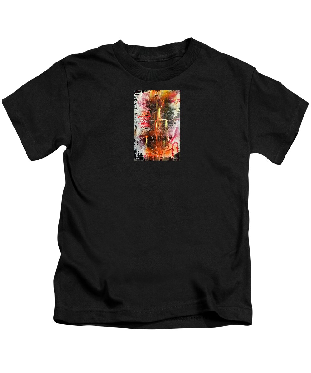 Acrylic Kids T-Shirt featuring the painting Conflagration #1 by Laura Jaffe