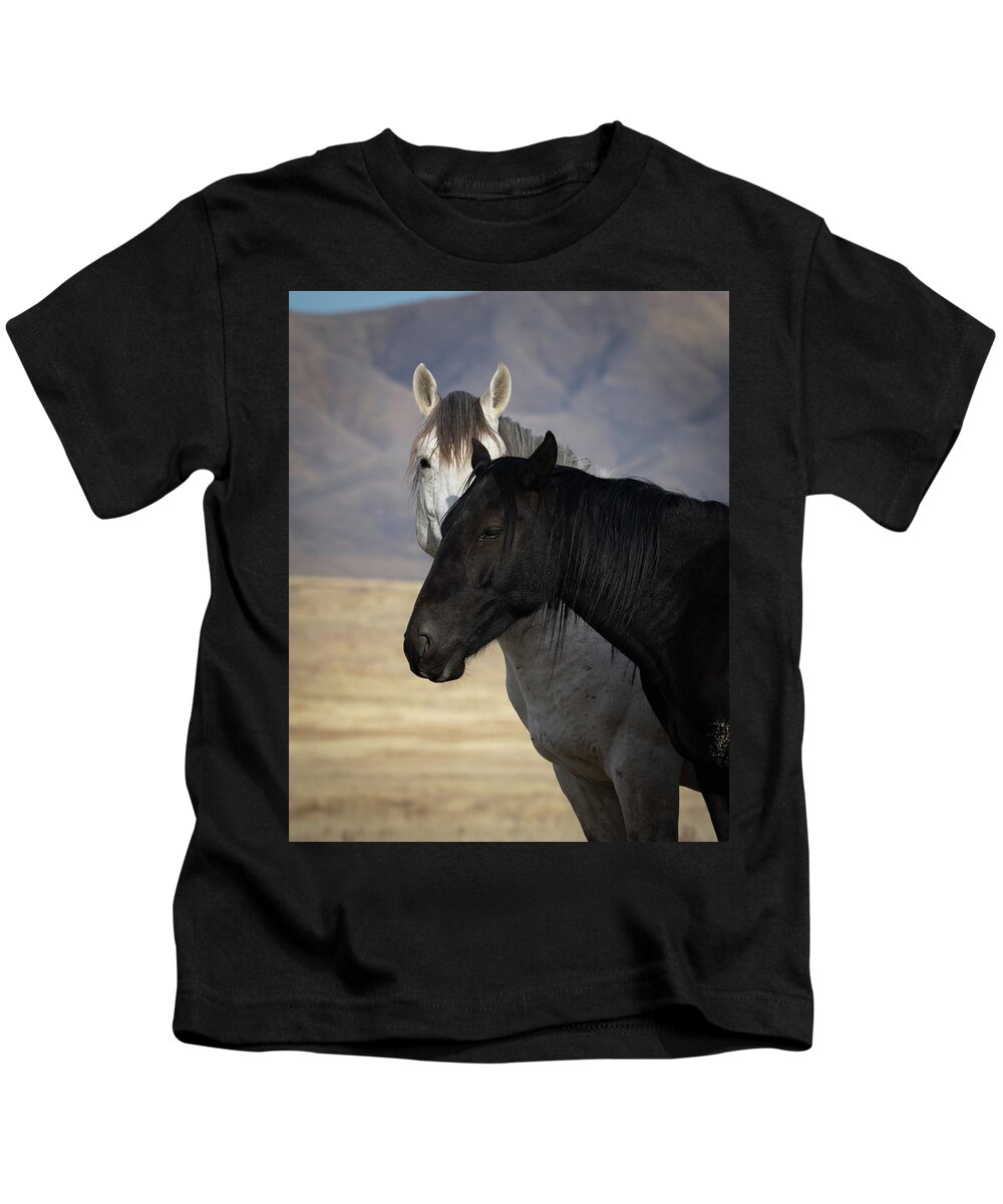 Wild Horses Kids T-Shirt featuring the photograph Contrasts #1 by Mary Hone