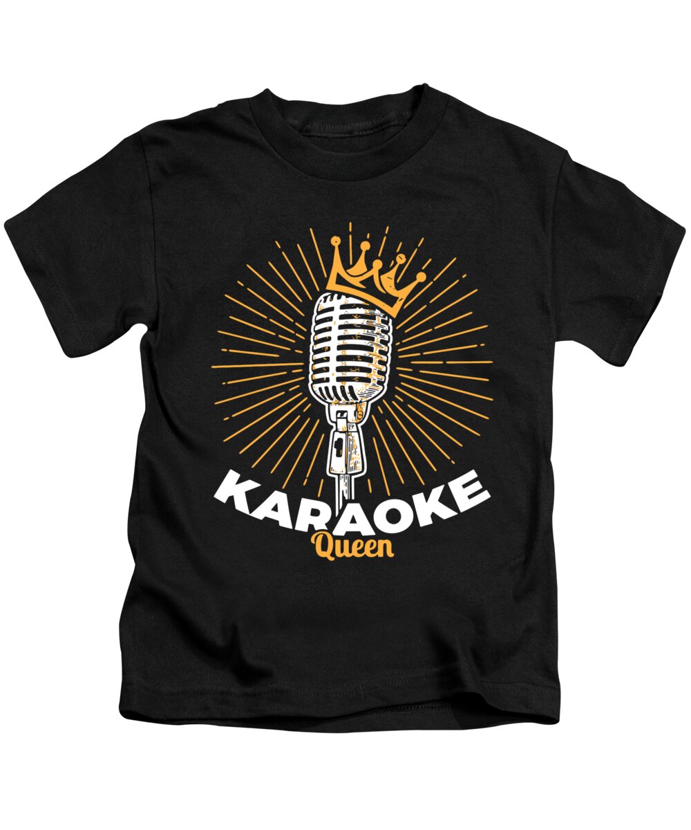 Karaoke Gifts Kids T-Shirt featuring the digital art Karaoke Queen design Gift for Singer Stars and Music Makers Karaoke Party Star Performers and Legends #2 by Martin Hicks