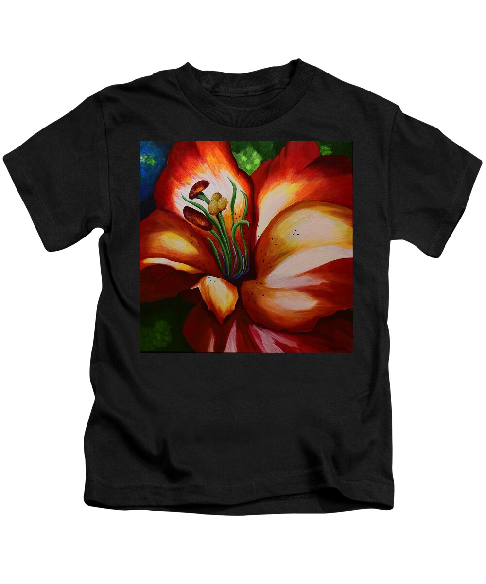 Flower Kids T-Shirt featuring the painting Lily #2 by Jimmy Chuck Smith
