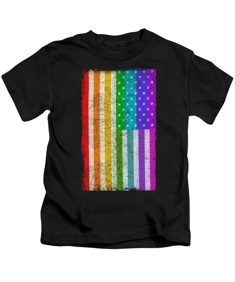 Cool Kids T-Shirt featuring the digital art Rainbow Us Flag #1 by Flippin Sweet Gear
