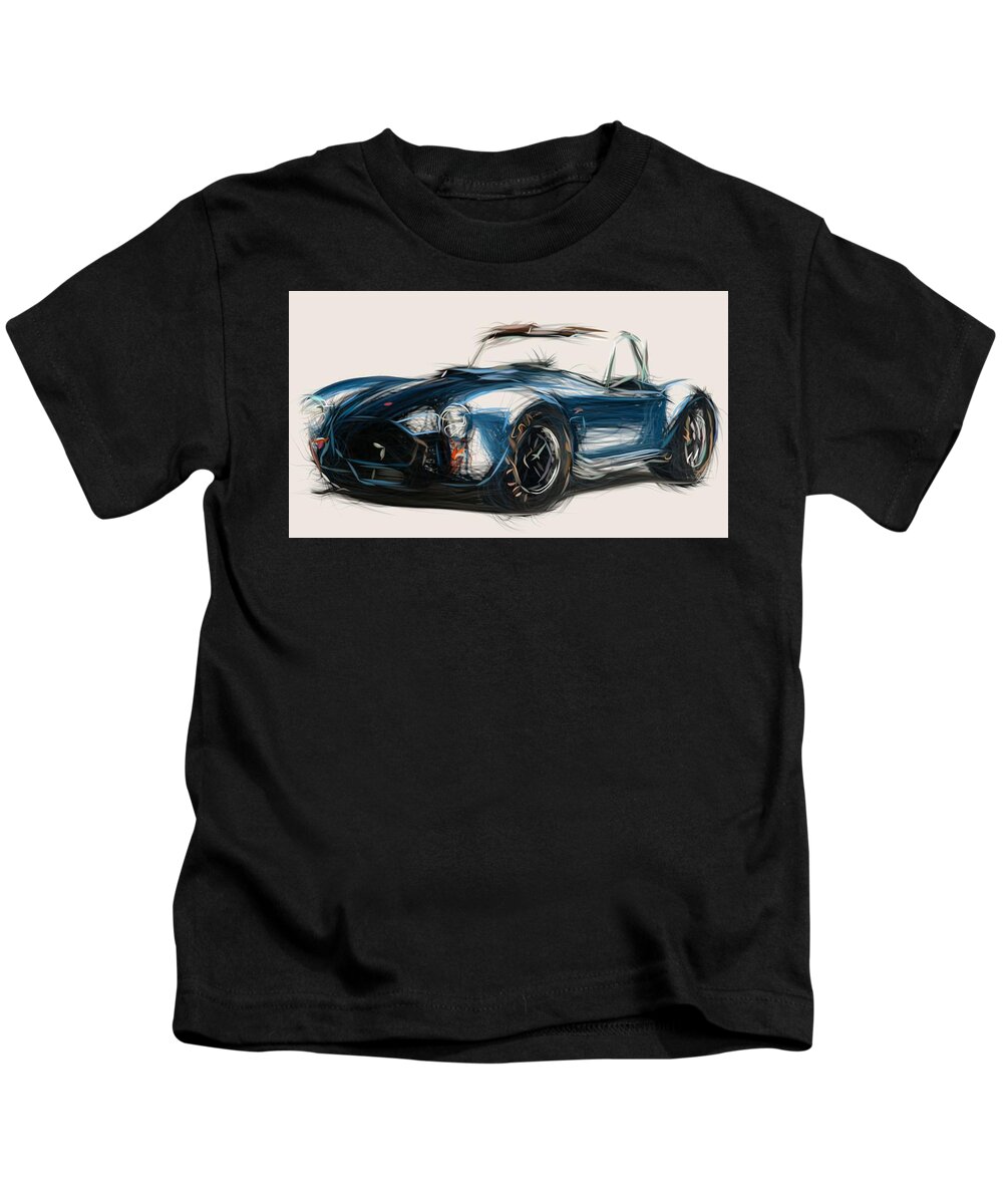 Shelby Kids T-Shirt featuring the digital art Shelby Cobra 427 SC Draw #1 by CarsToon Concept