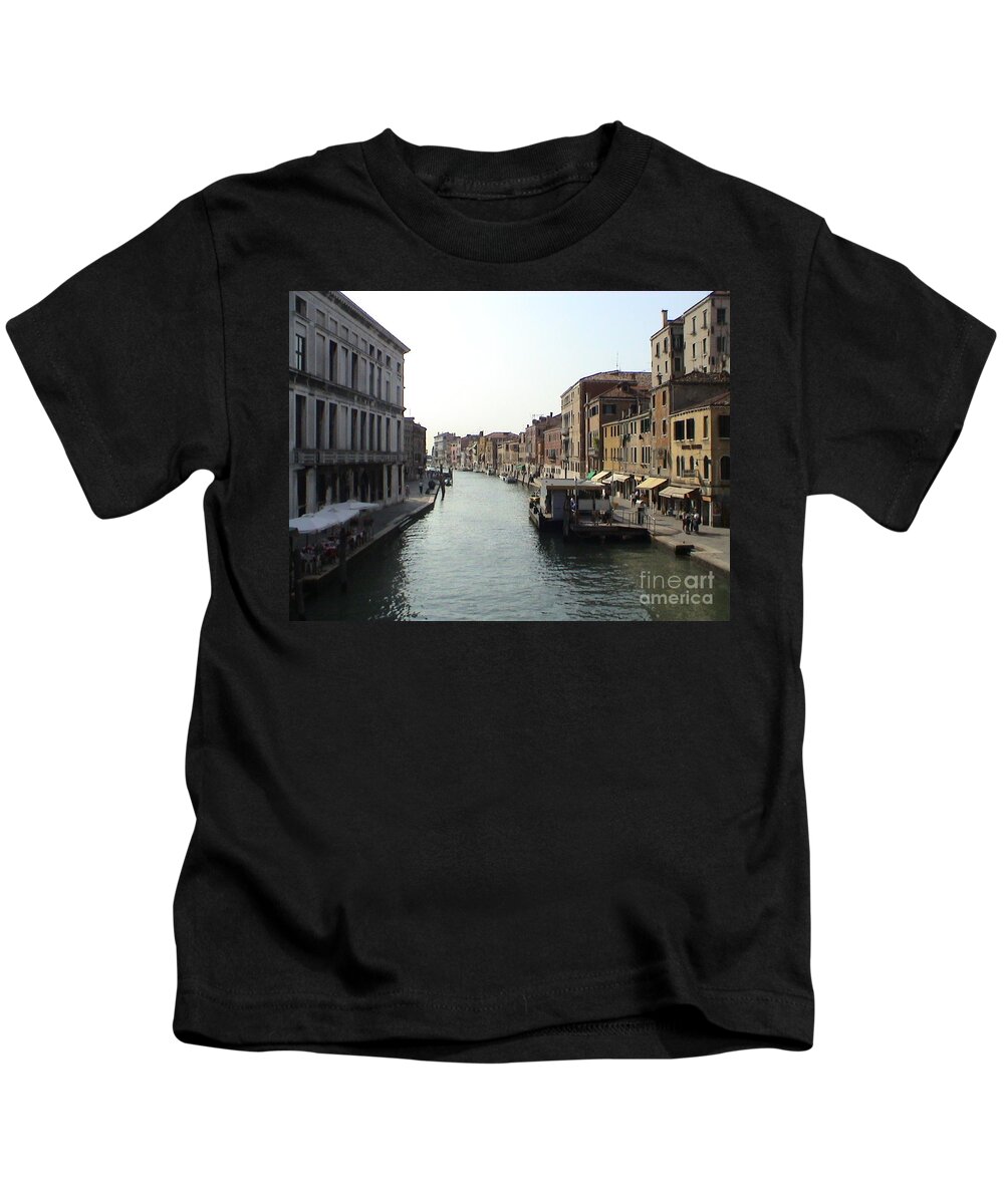 Venice Kids T-Shirt featuring the photograph Grand Canal Venice Italy Panoramic View #2 by John Shiron