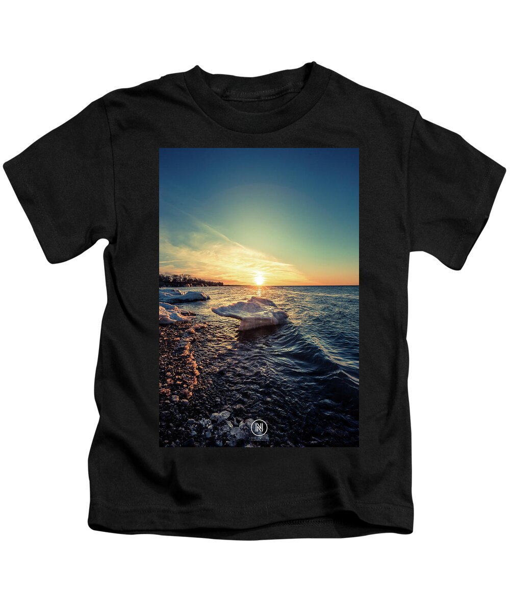 Beach Kids T-Shirt featuring the photograph Lake Erie Sunset #2 by Dave Niedbala