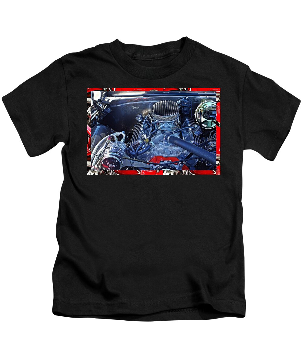 Cars Kids T-Shirt featuring the photograph Old car engine #4 by Karl Rose
