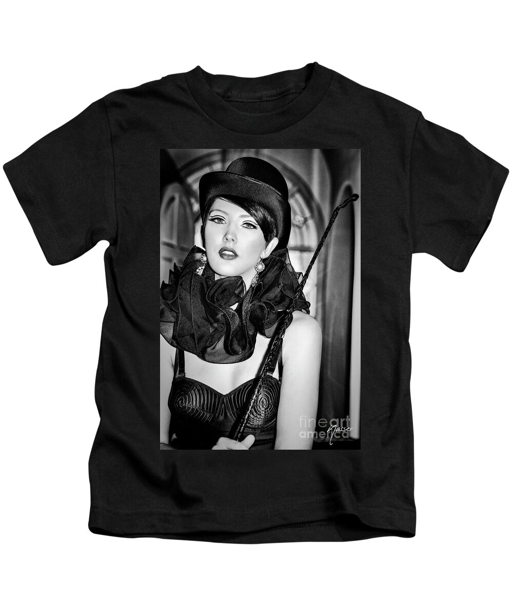 Attitude Kids T-Shirt featuring the photograph 5251 Foxy Lady Natasha Z by Amyn Nasser