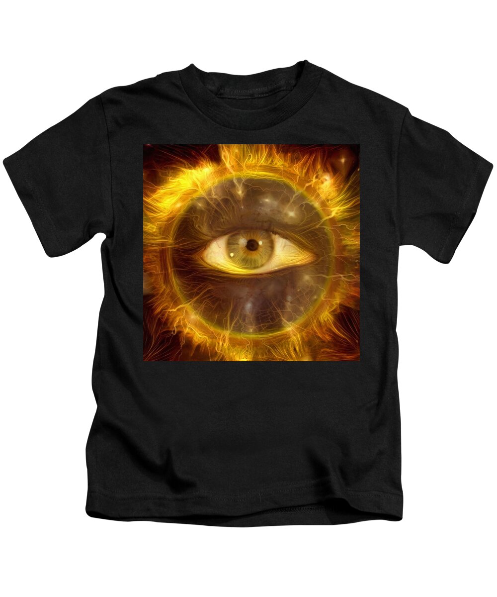Abstract Kids T-Shirt featuring the digital art All seeing Eye #7 by Bruce Rolff