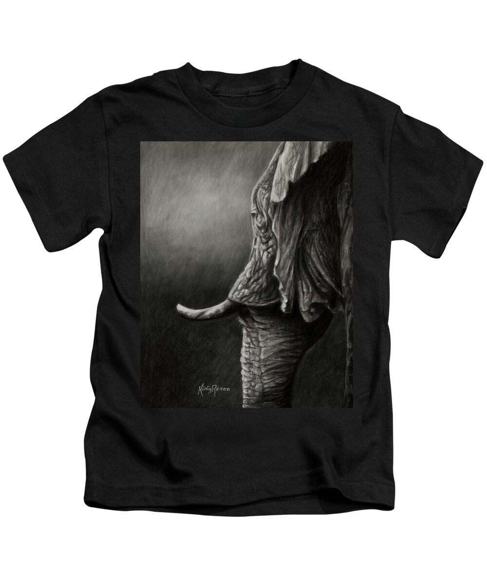Elephant Kids T-Shirt featuring the drawing Twilight by Kirsty Rebecca