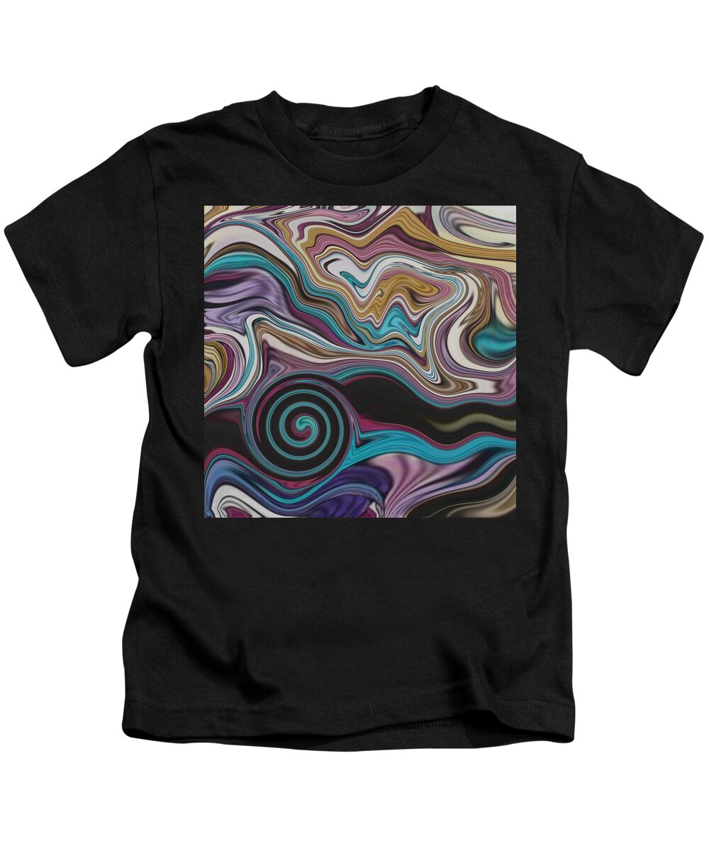 Abstract Kids T-Shirt featuring the painting Abstract Art - Colorful Fluid Painting Marble Pattern Colorful by Patricia Piotrak