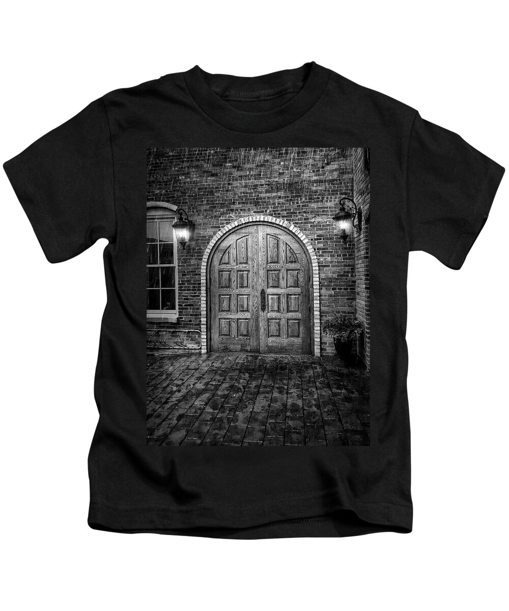Doors Kids T-Shirt featuring the photograph Alehaus BW by Jill Love