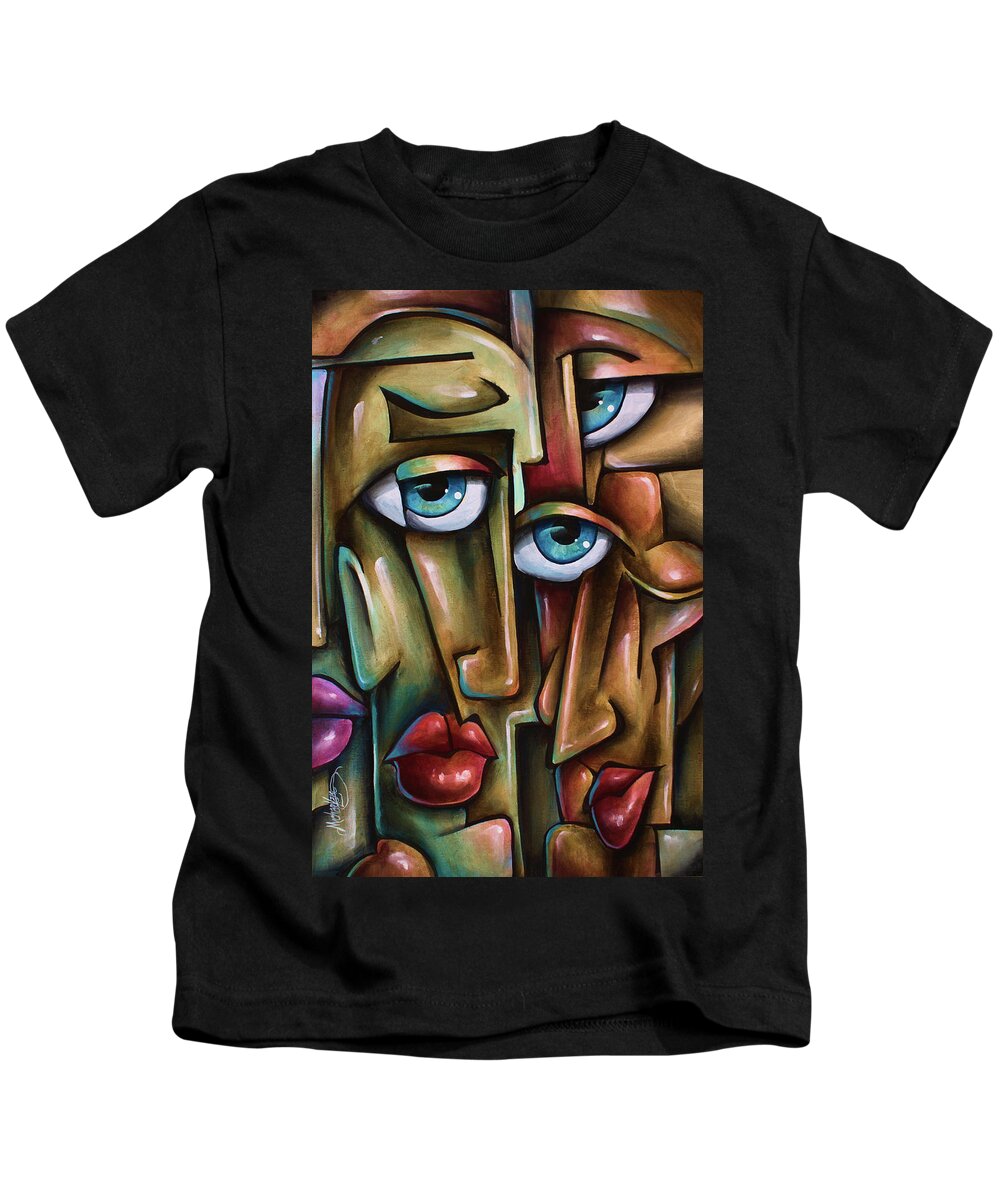 Portrait Kids T-Shirt featuring the painting All in One by Michael Lang