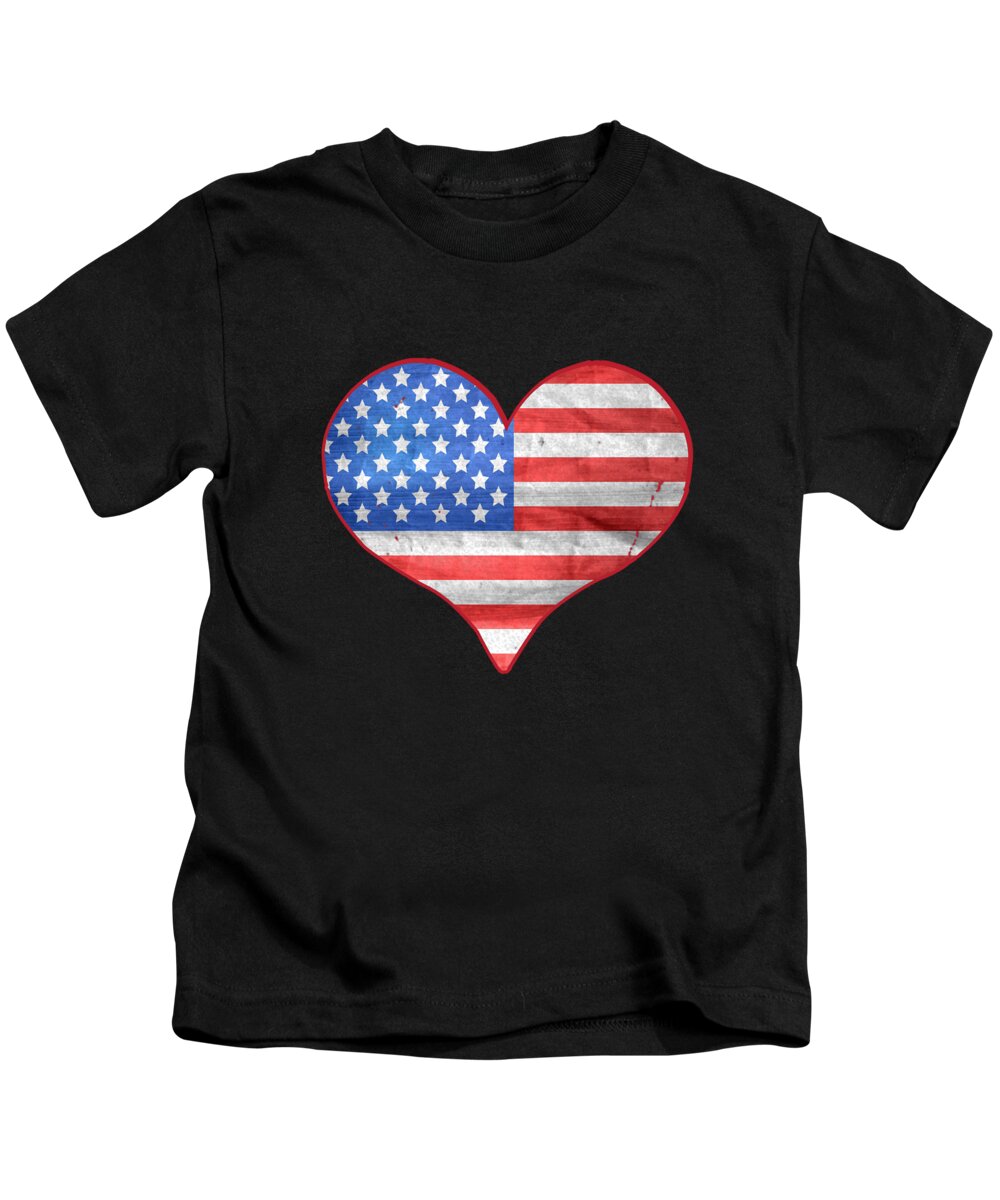 Funny Kids T-Shirt featuring the digital art American Flag Heart by Flippin Sweet Gear