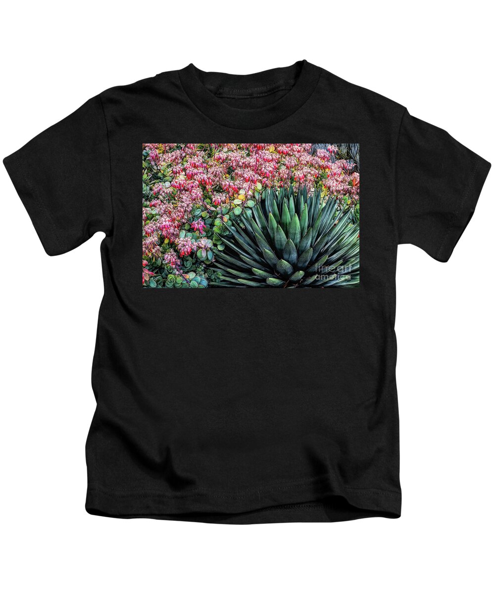 Aqua Kids T-Shirt featuring the photograph Aqua Succulent with Colorful Pink Backgroundl by Roslyn Wilkins