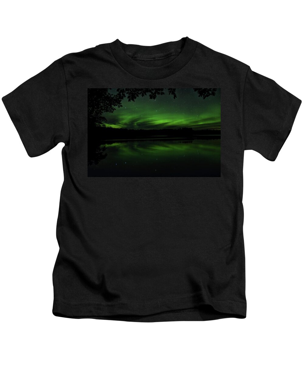 Aurora Borealis Kids T-Shirt featuring the photograph Aurora Under The Oak by Dale Kauzlaric