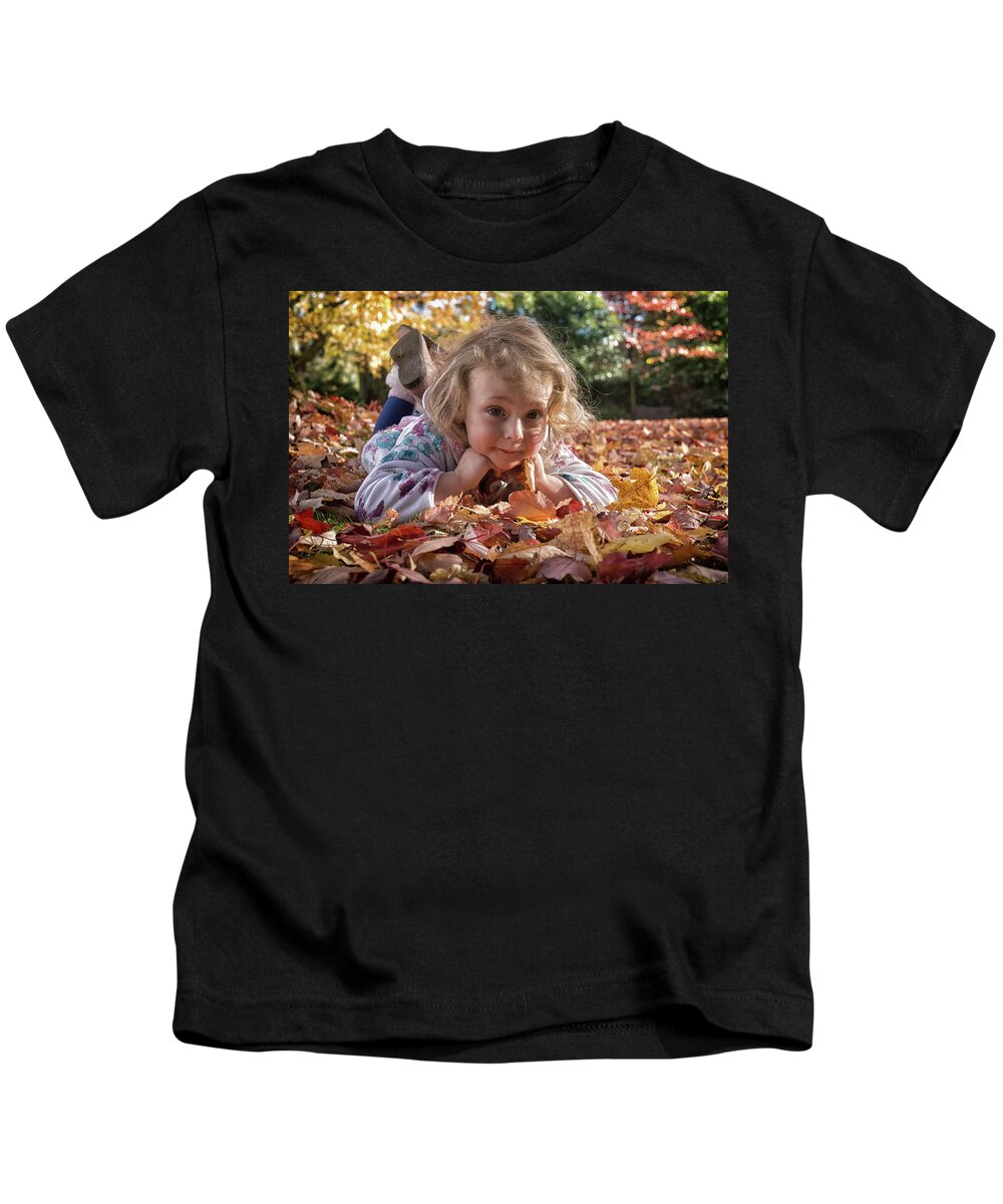 Olivia Kids T-Shirt featuring the photograph Autumn Child by Chris Boulton