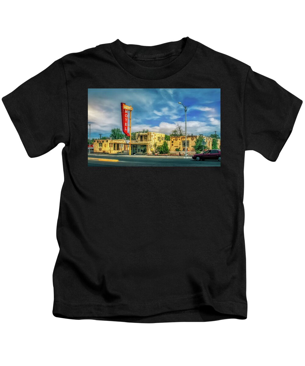 Aztec Motel Kids T-Shirt featuring the photograph Aztec Motel by Micah Offman