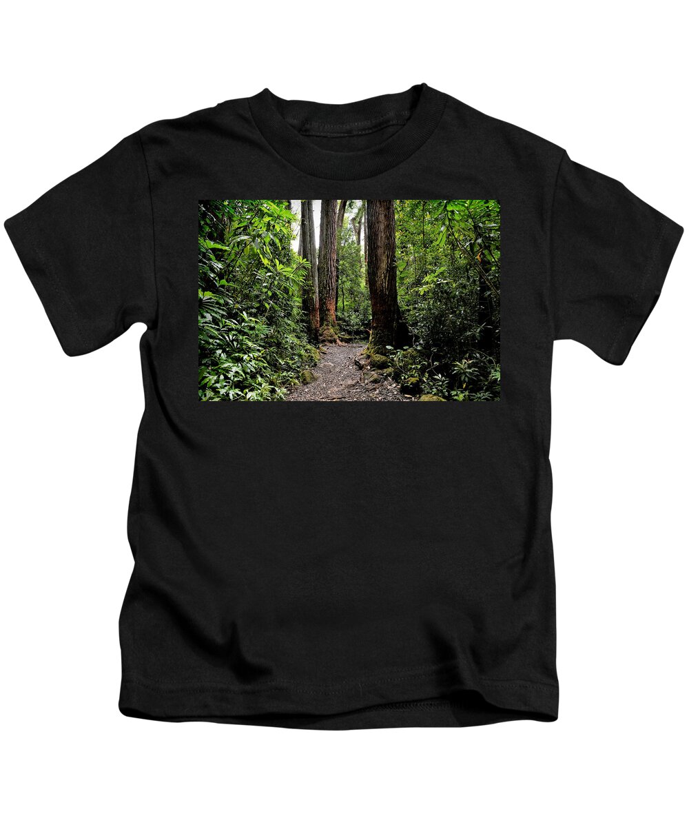 Magical Forest Kids T-Shirt featuring the photograph Beckoning Forest Trail by Heidi Fickinger