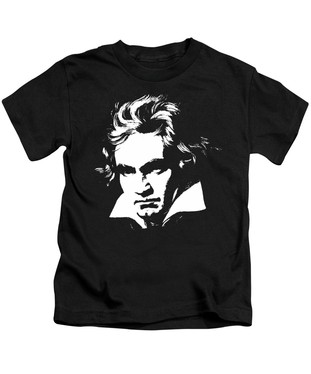 Beethoven Kids T-Shirt featuring the digital art Beethoven Minimalistic Pop Art by Megan Miller