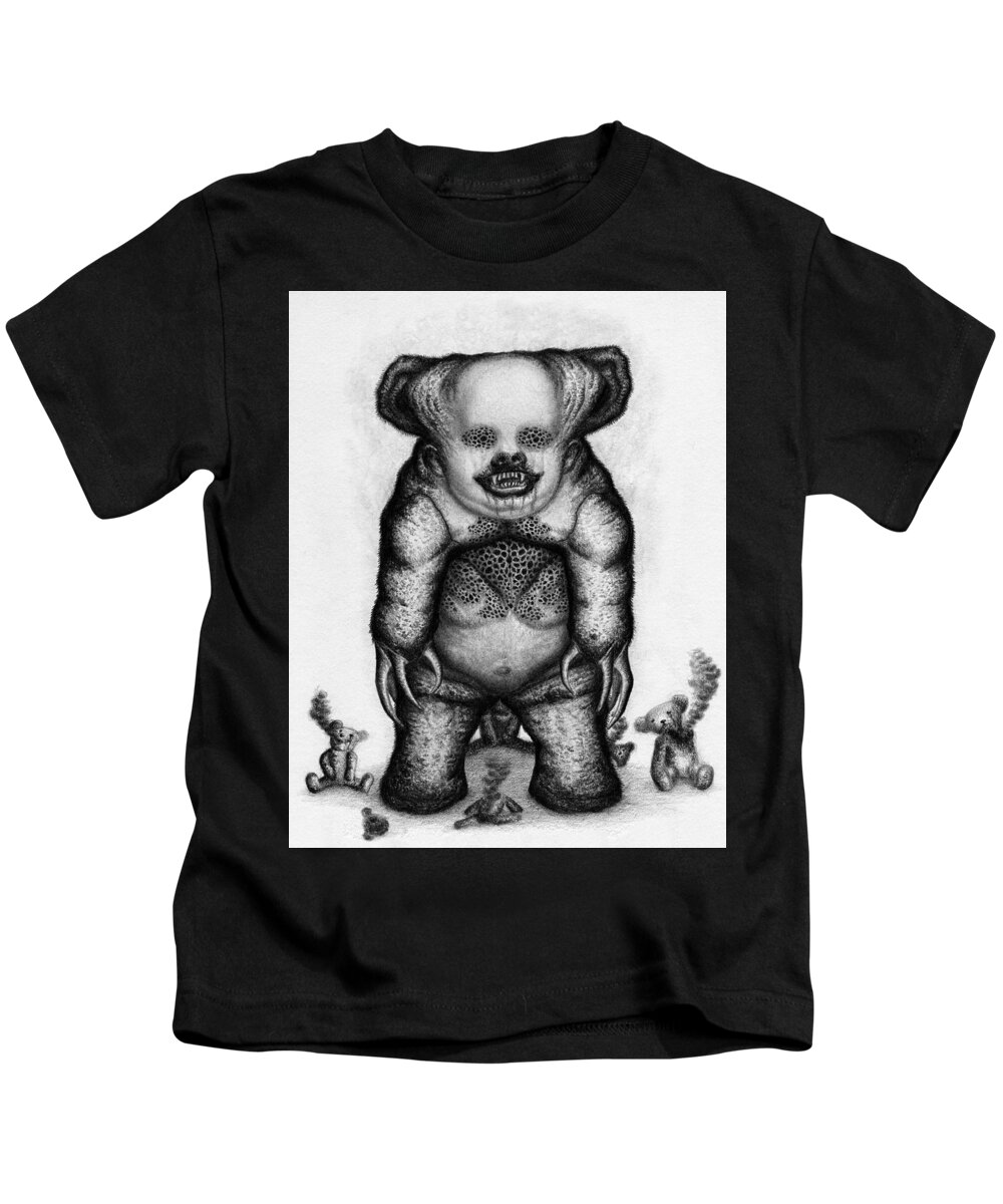 Horror Kids T-Shirt featuring the drawing Benjamin The Nightmare Bear Artwork by Ryan Nieves