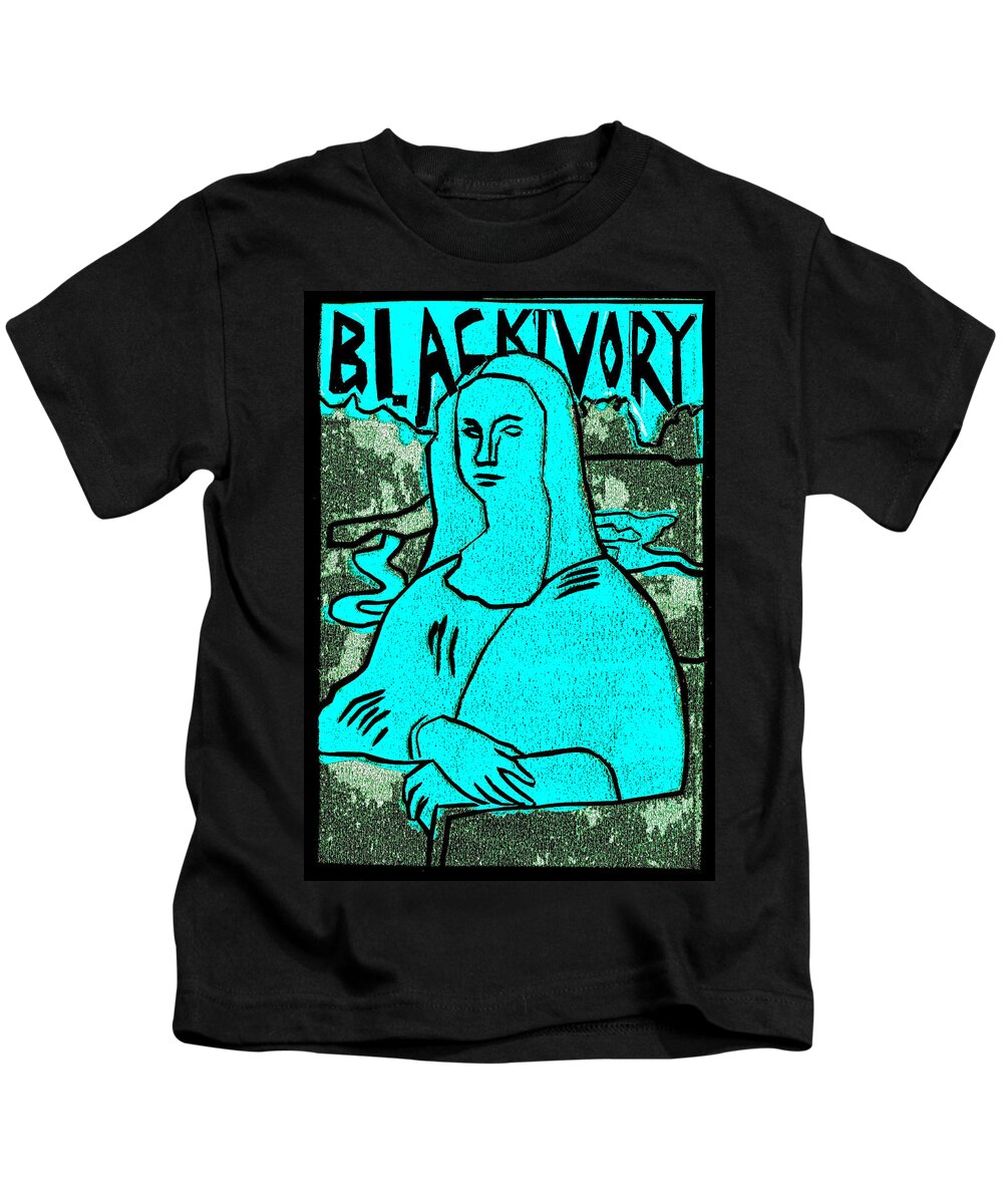 Mona Lisa Kids T-Shirt featuring the relief Black Ivory Mona Lisa 13 by Edgeworth Johnstone