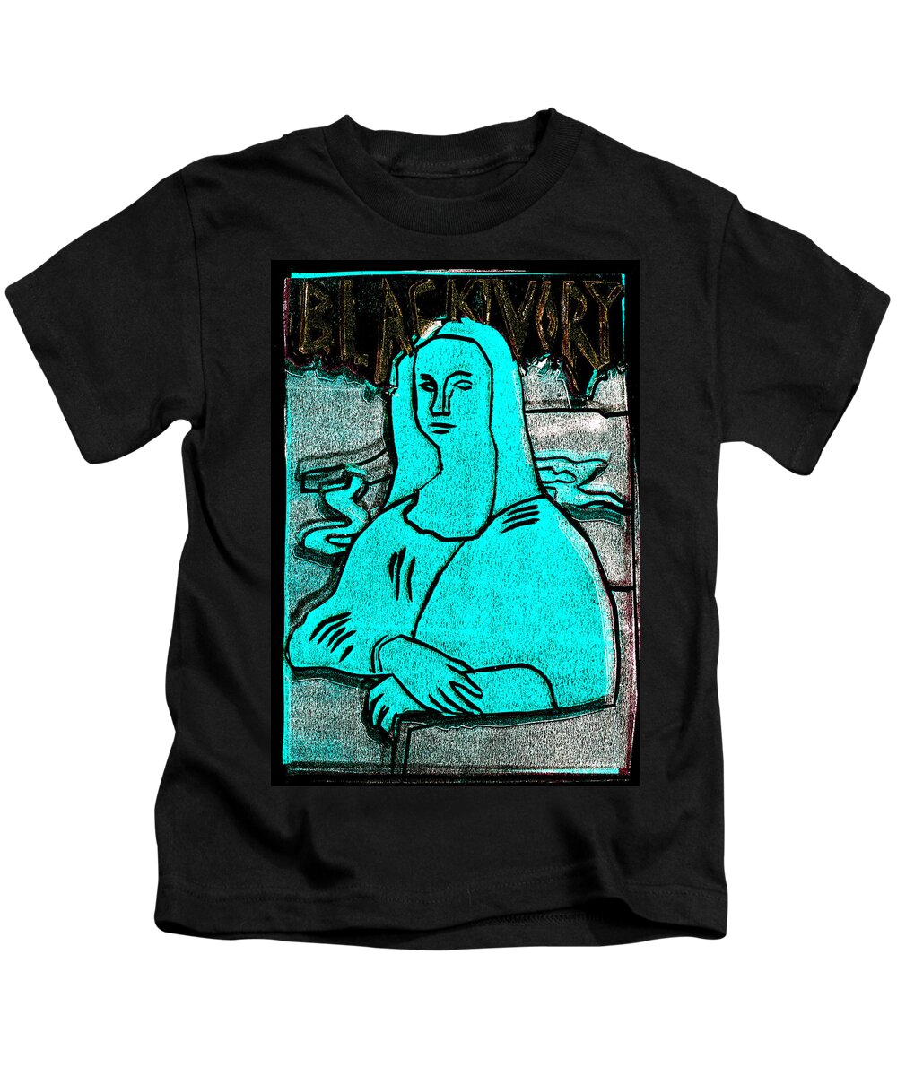 Mona Lisa Kids T-Shirt featuring the relief Black Ivory Mona Lisa 4 by Edgeworth Johnstone