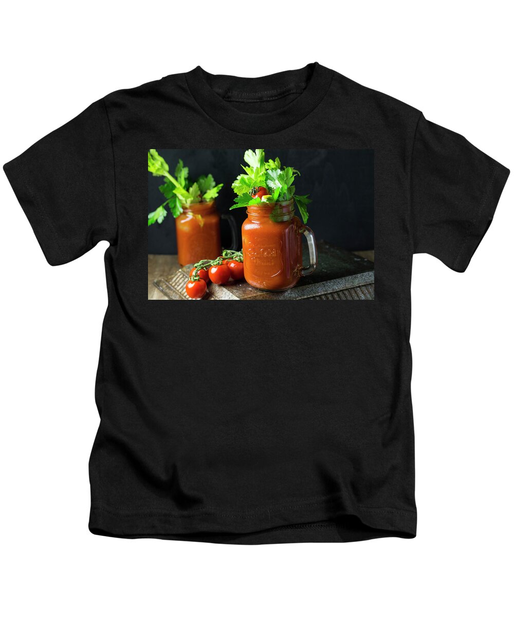 Ip_12464554 Kids T-Shirt featuring the photograph Bloody Mary With Celery by Nicole Godt