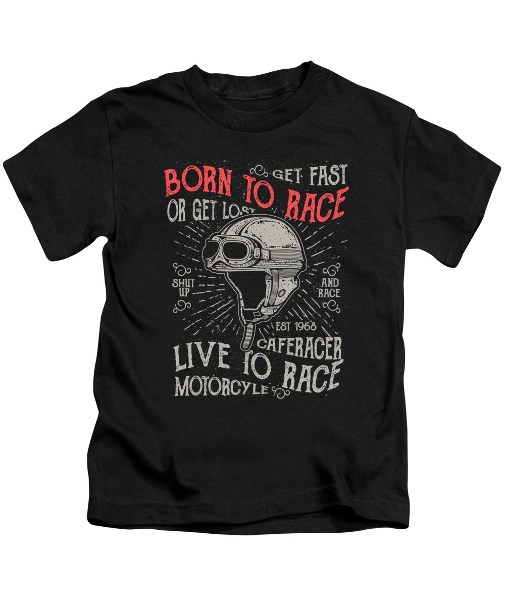 Motorcycle Kids T-Shirt featuring the digital art Born to race by Long Shot