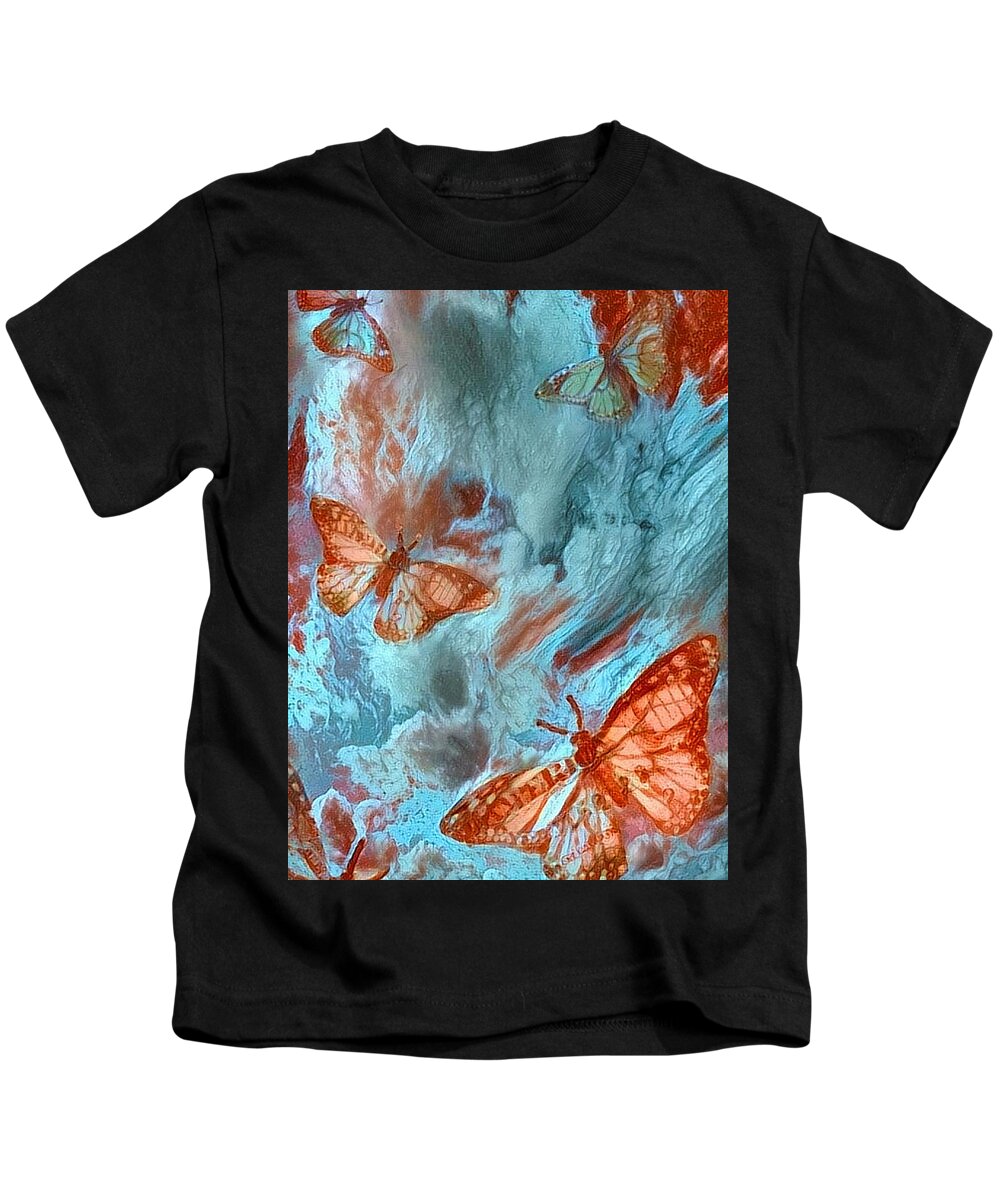 Abstract Kids T-Shirt featuring the digital art Butterflies by Bruce Rolff