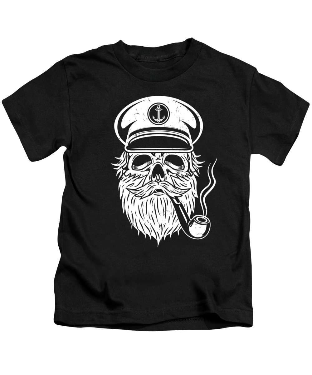 Captain Kids T-Shirt featuring the digital art Captain Skull Sailor by Martin Urbanek