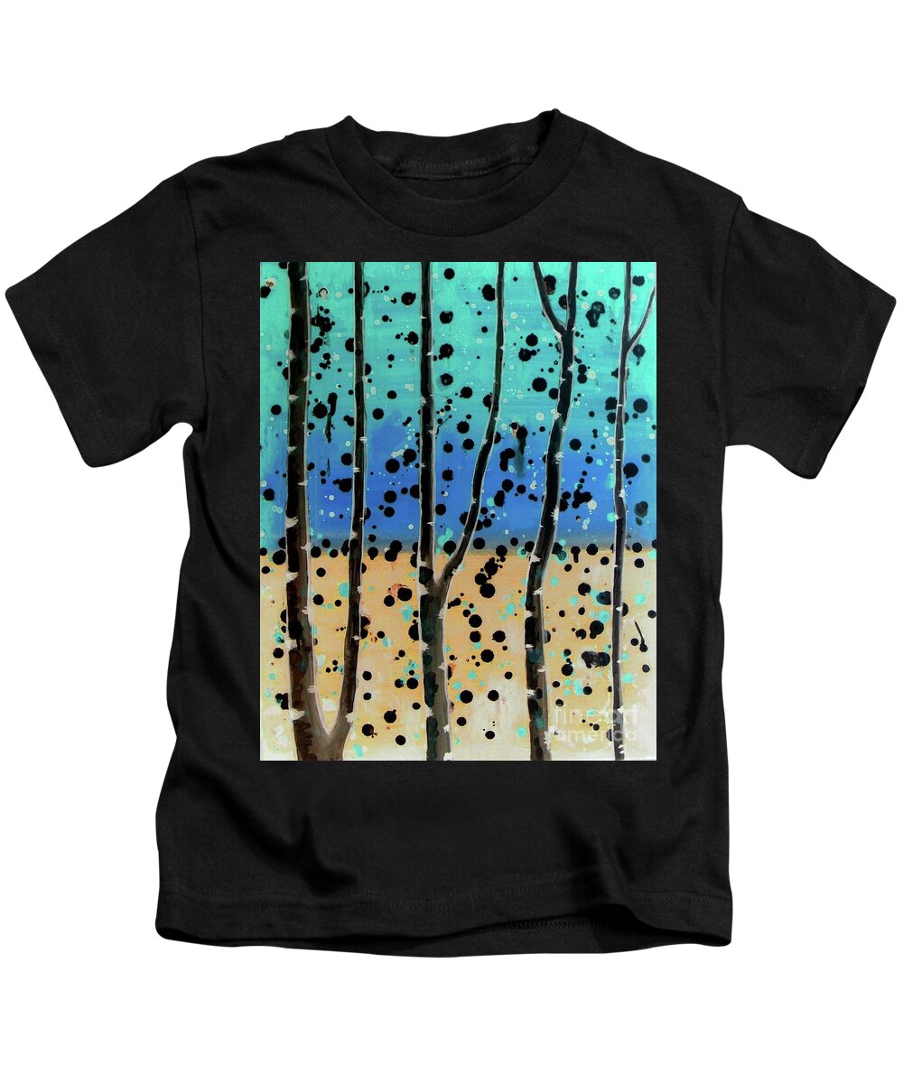 Abstract Kids T-Shirt featuring the painting Celebration - abstract landscape by Vesna Antic