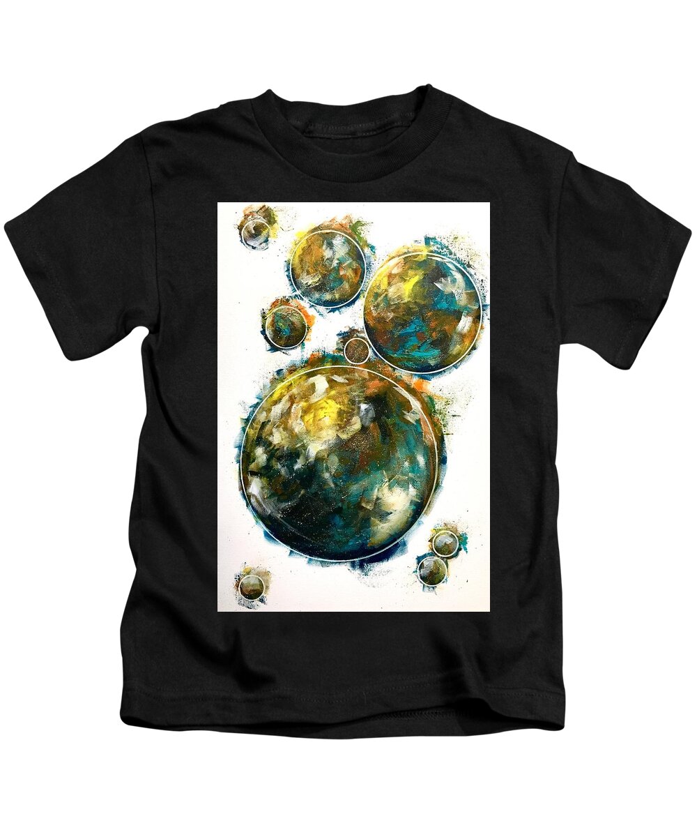 Contemporary Art Kids T-Shirt featuring the painting Celestials - Interstellar I by Joel Tesch