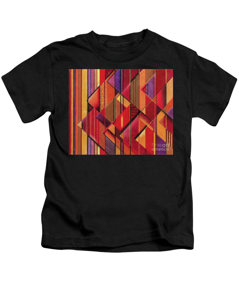 Abstract Kids T-Shirt featuring the drawing Conflicting Points by Scott Brennan