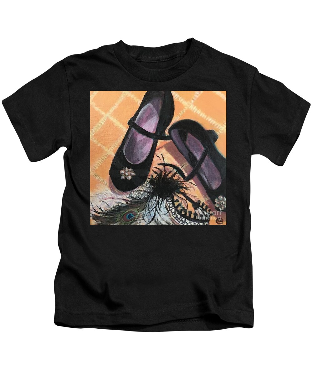 Shoes Kids T-Shirt featuring the painting Dancing the Night Away by Linda Markwardt