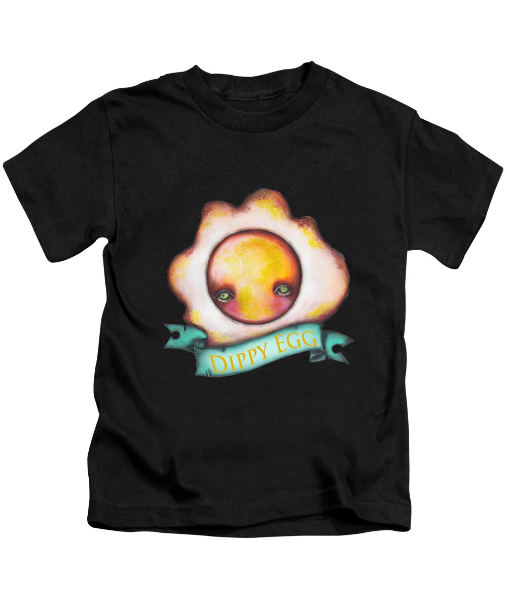 Breakfast Kids T-Shirt featuring the painting Dippy Egg by Abril Andrade