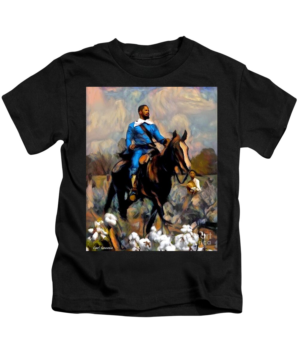 Django Kids T-Shirt featuring the mixed media Django Jamie Fox by Carl Gouveia