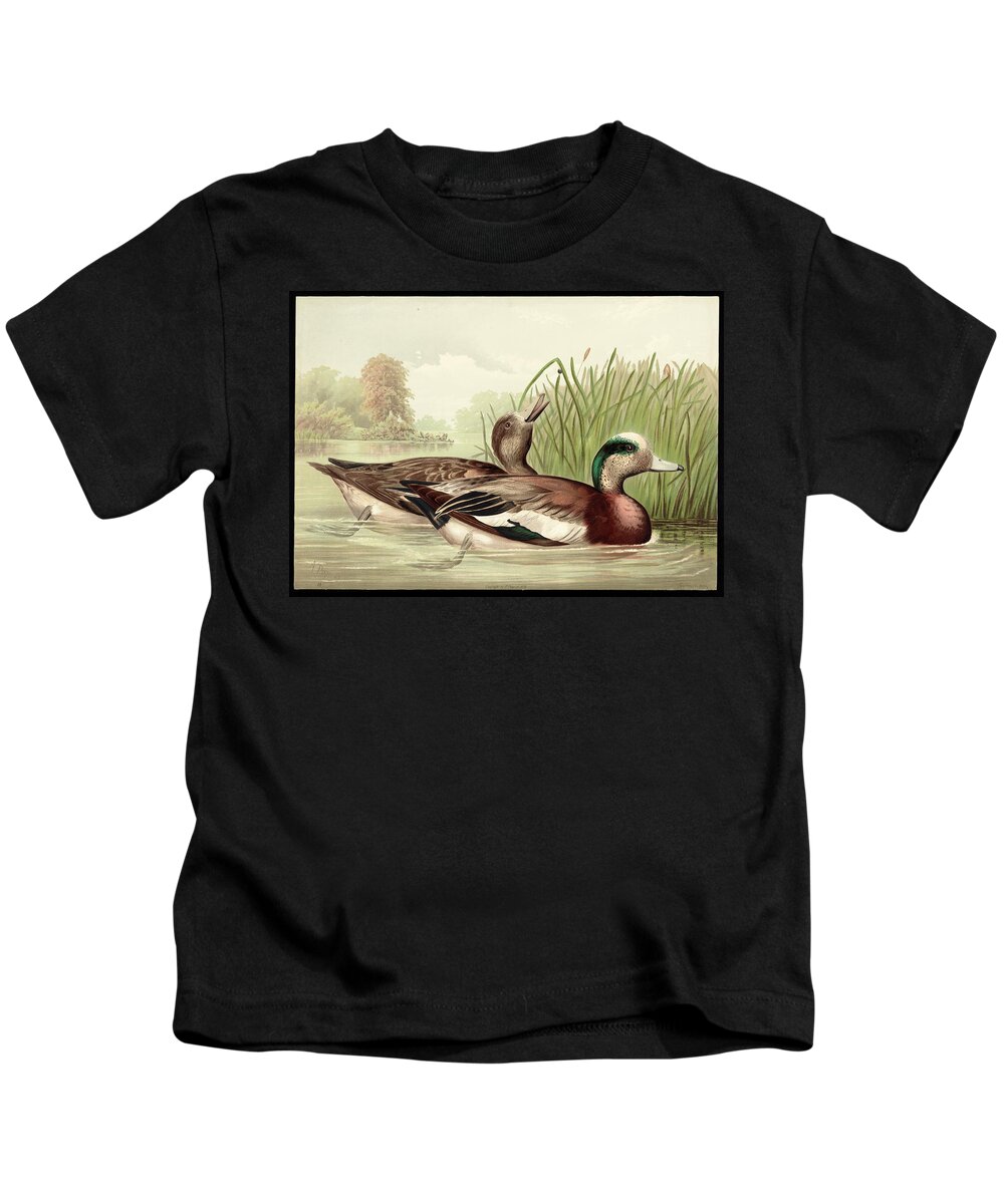 Ducks By The Lake Kids T-Shirt featuring the digital art Ducks by the Lake by Carlos Diaz