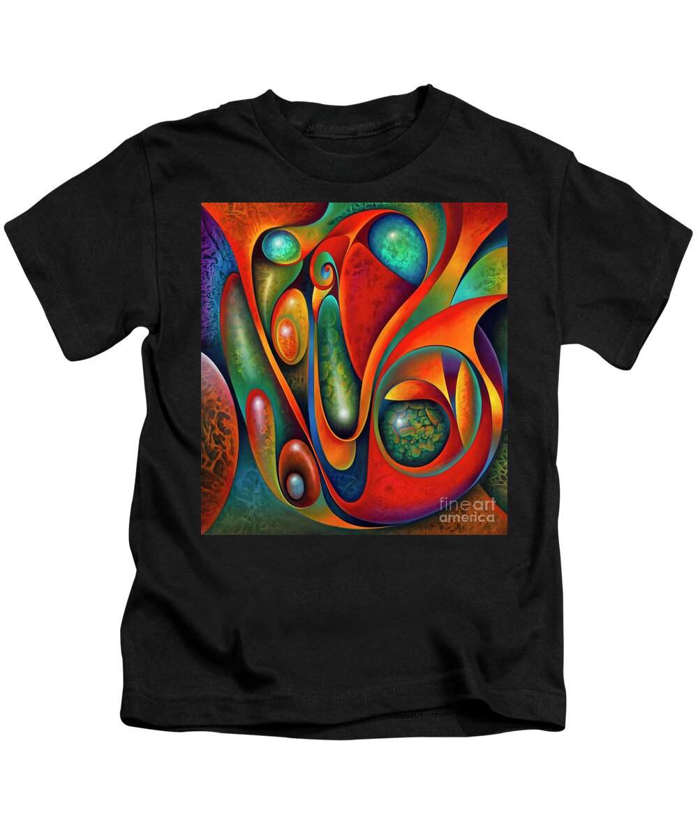 Abstract Kids T-Shirt featuring the painting Dynamic Diptych #1 -3D by Ricardo Chavez-Mendez