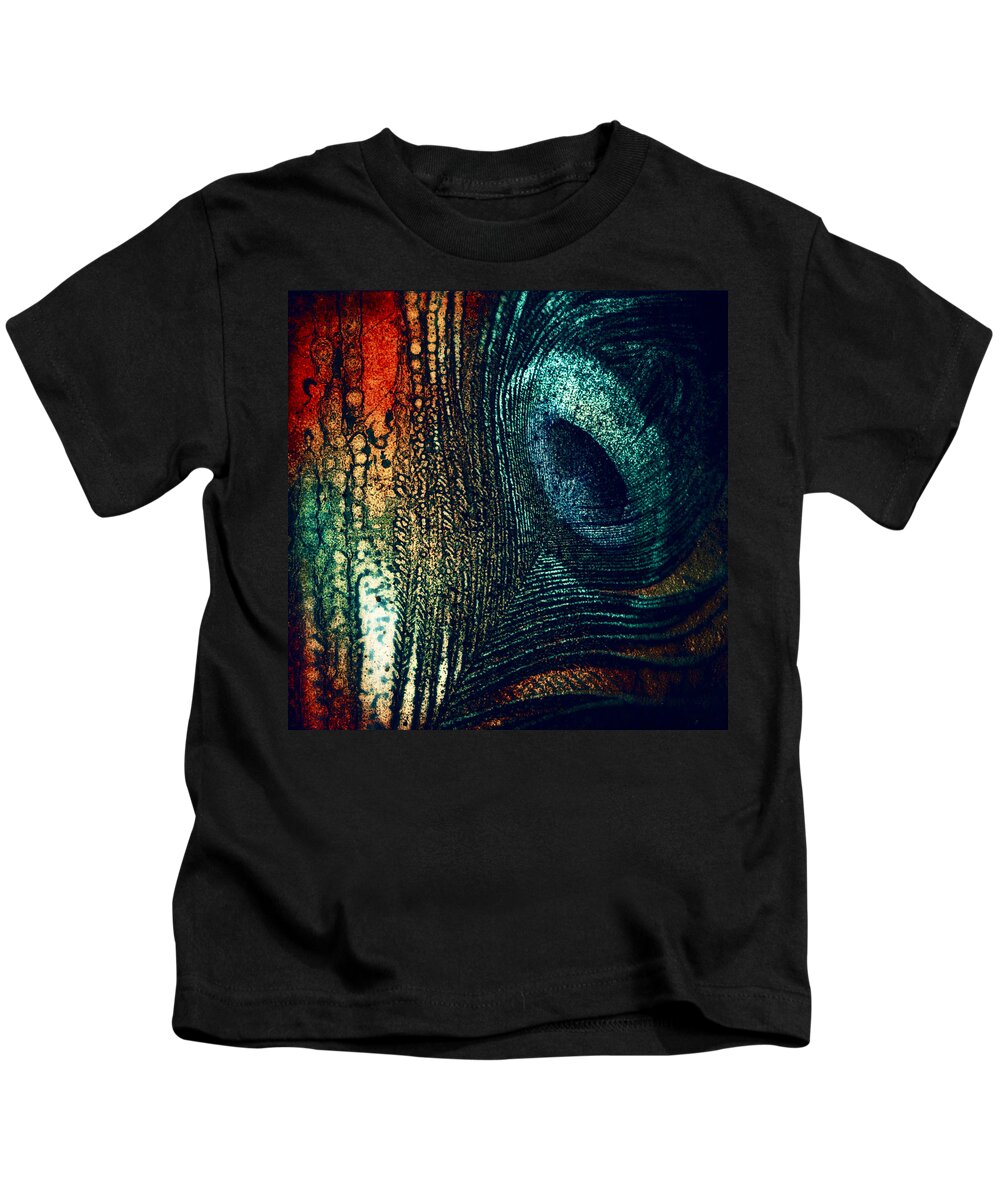 Peacock Feather Kids T-Shirt featuring the digital art Eye Wish by Canessa Thomas
