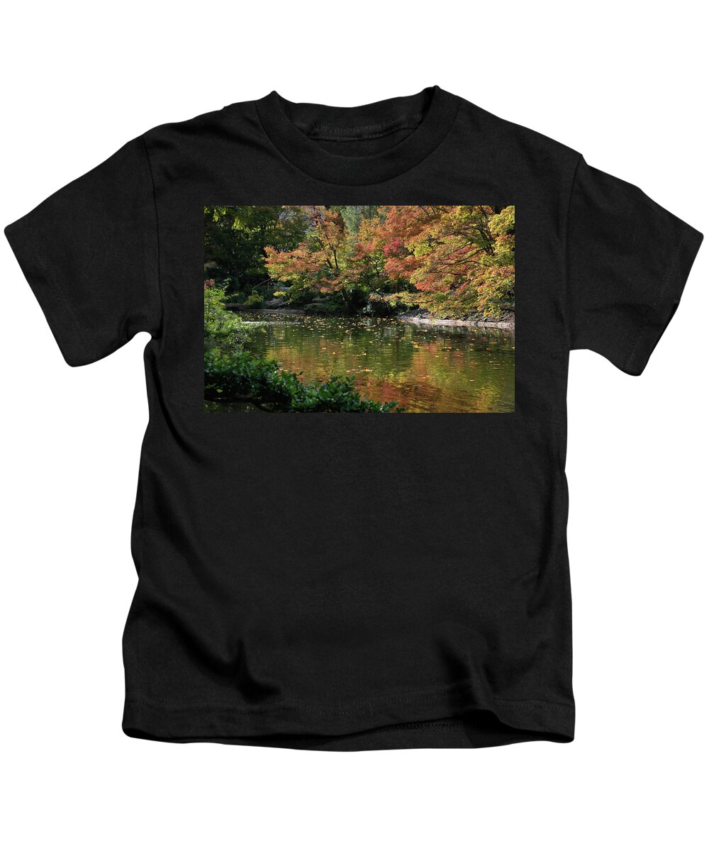 Fall Colors Kids T-Shirt featuring the photograph Fall at the Japanese Garden by Ricardo J Ruiz de Porras