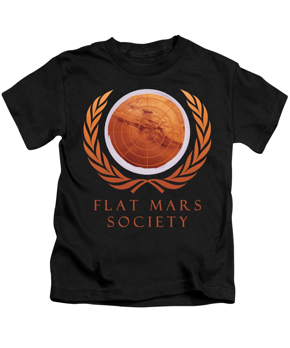 Flat Earth Kids T-Shirt featuring the digital art Flat Mars Society by Megan Miller