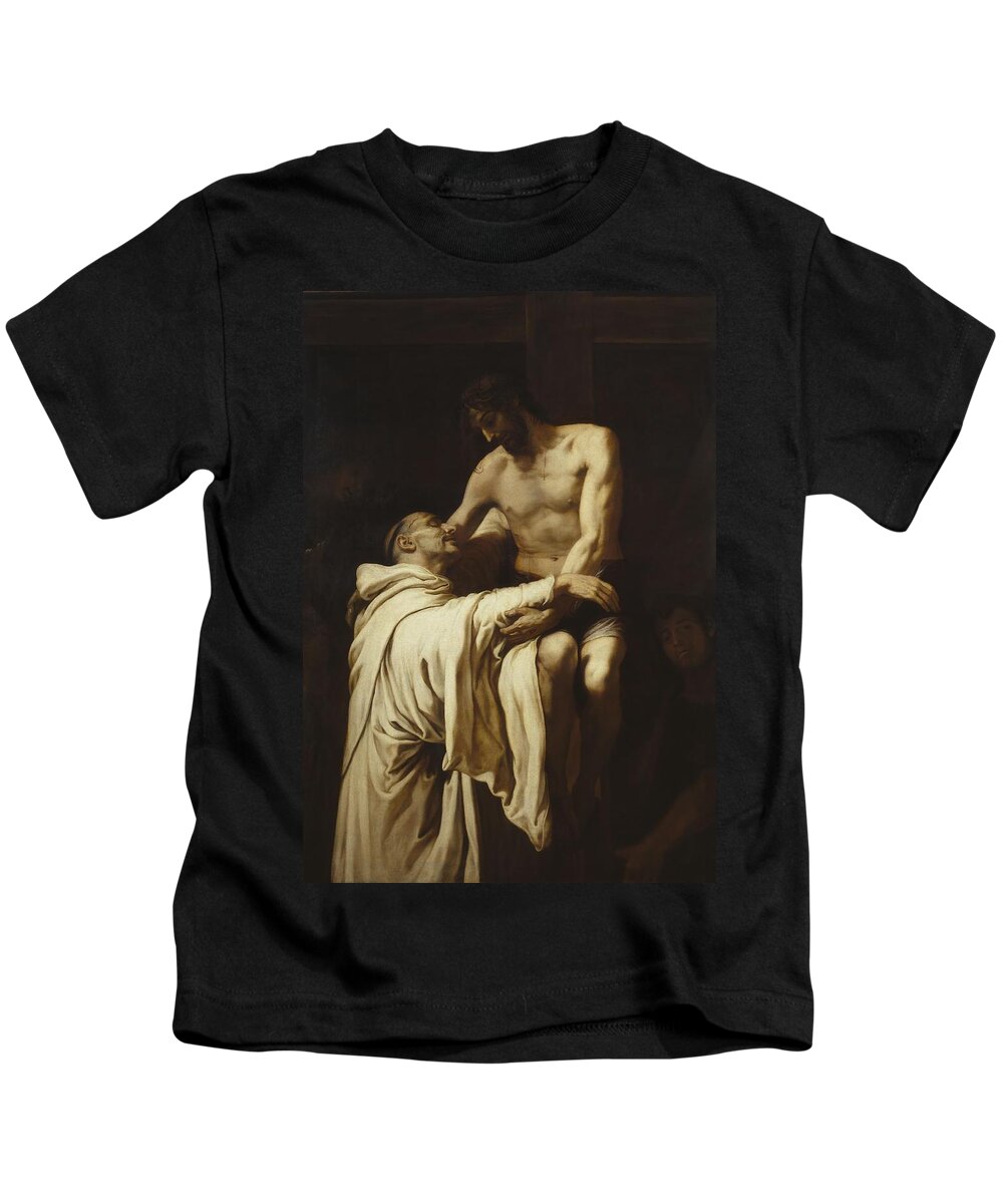 Christ Embracing Saint Bernard Kids T-Shirt featuring the painting Francisco Ribalta / 'Christ Embracing Saint Bernard', ca. 1626, Spanish School, Oil on canvas. by Francisco Ribalta -1565-1628-