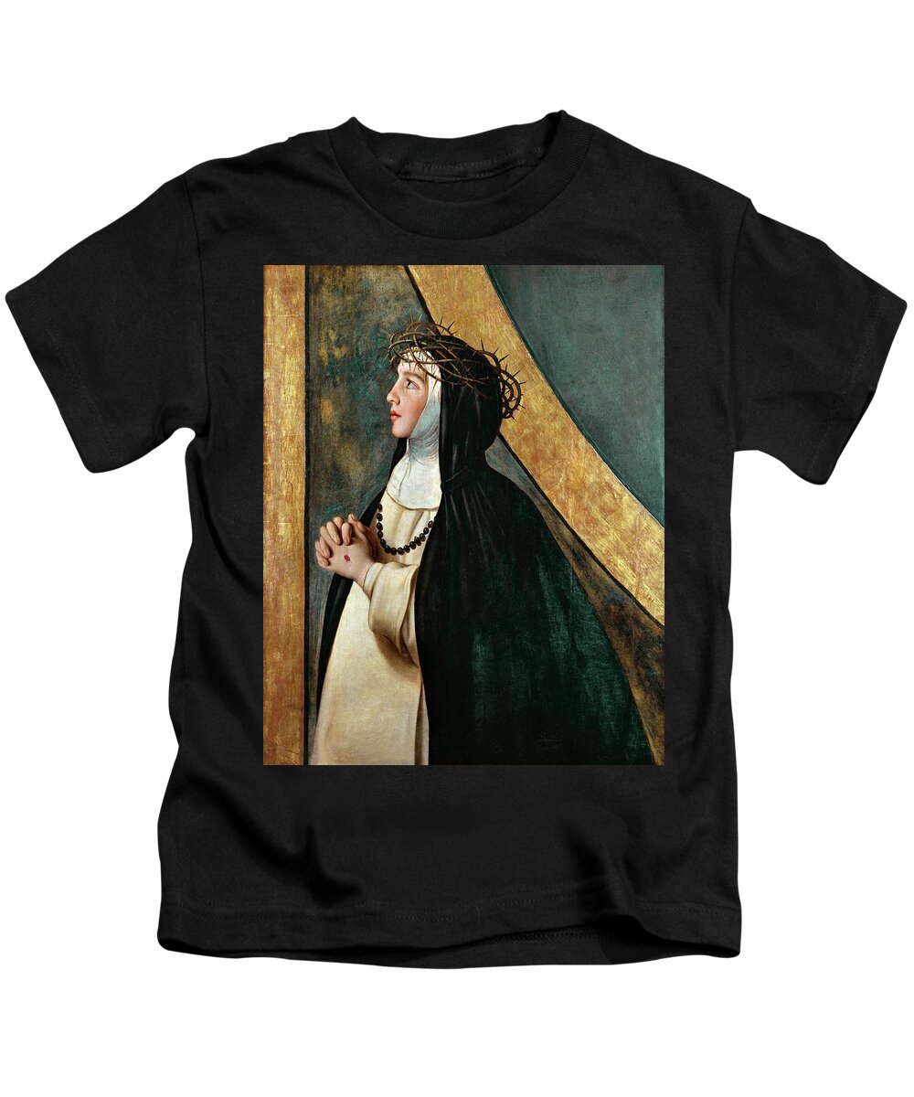 Juan Bautista Mayno Kids T-Shirt featuring the painting Fray Juan Bautista Maino / 'Saint Catherine of Siena', 1612-1614, Spanish School. by Juan Bautista Maino -1569-1649-