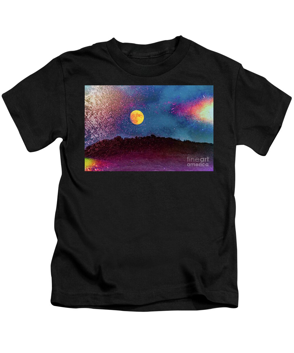 Full Kids T-Shirt featuring the photograph Full Moon Rising Over Hills 1 by Roslyn Wilkins