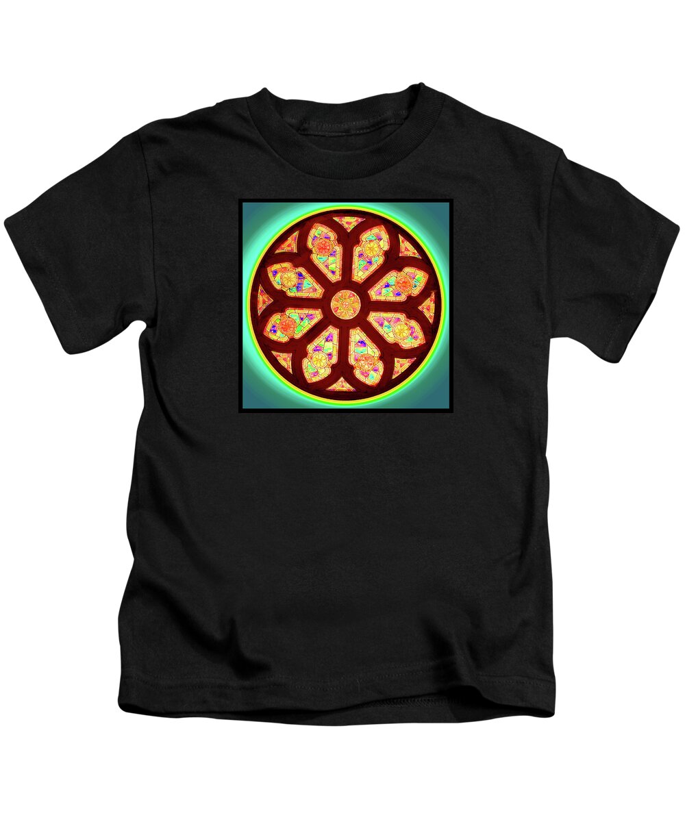  Kids T-Shirt featuring the digital art Glowing Rosette by Rick Wicker